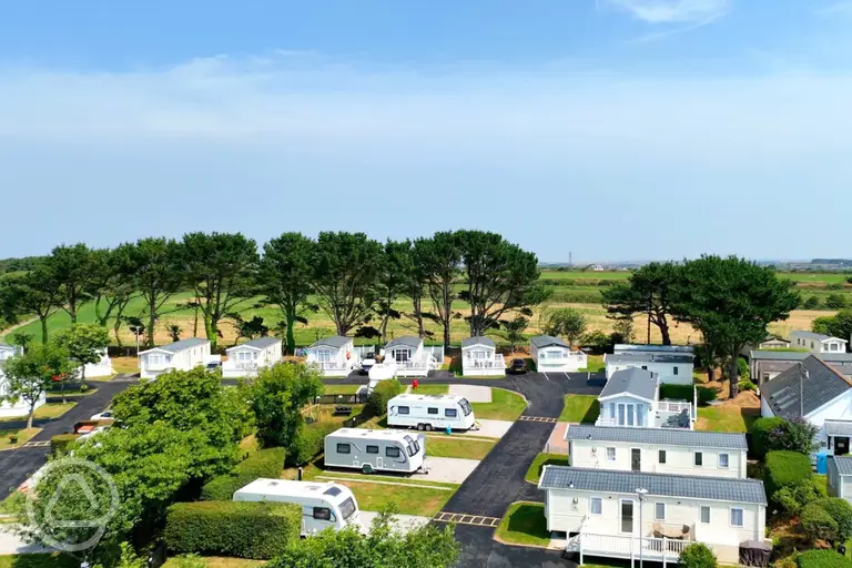 Aerial of St Agnes Holiday Park in Truro