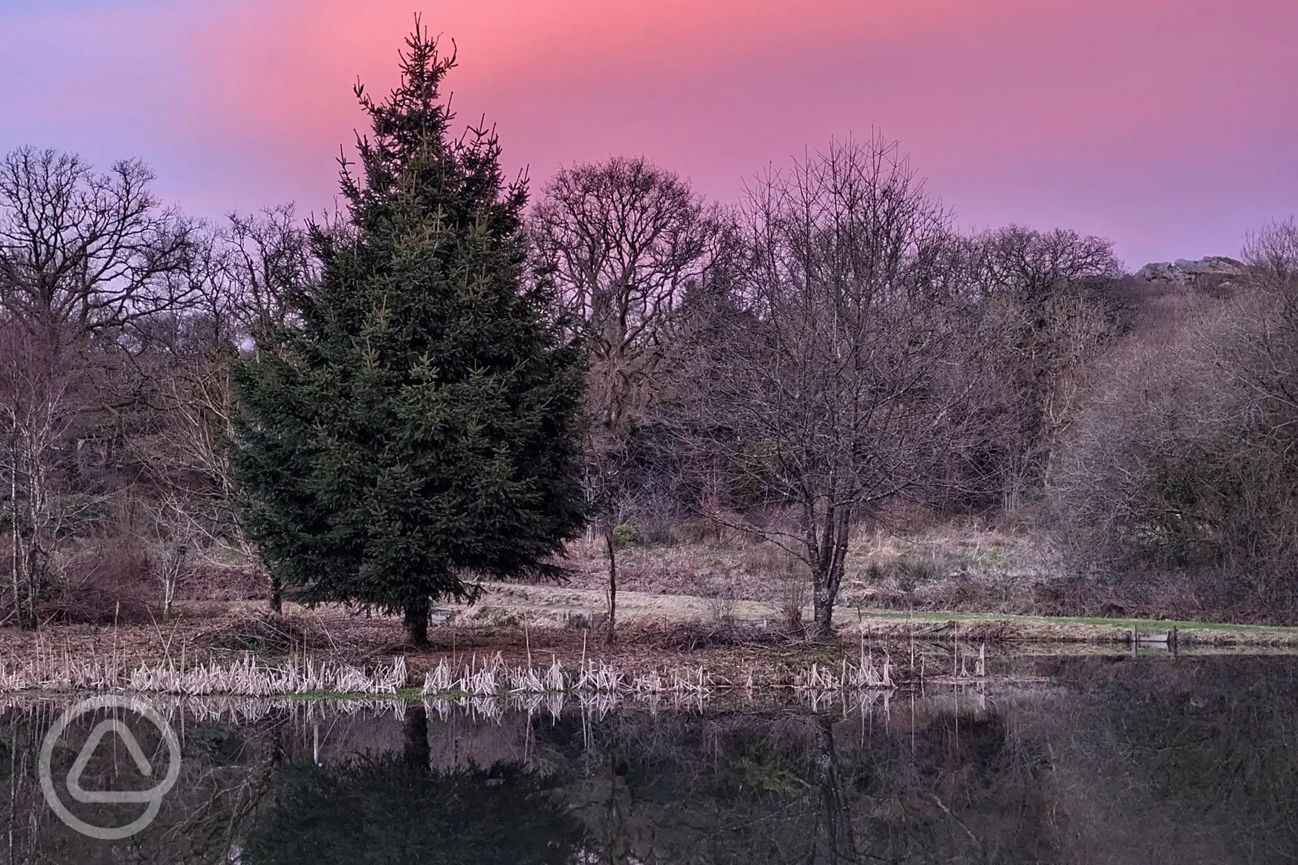 Fishing lake at sunset