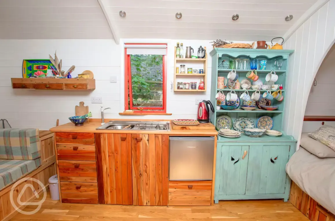 Shepherd's hut kitchen