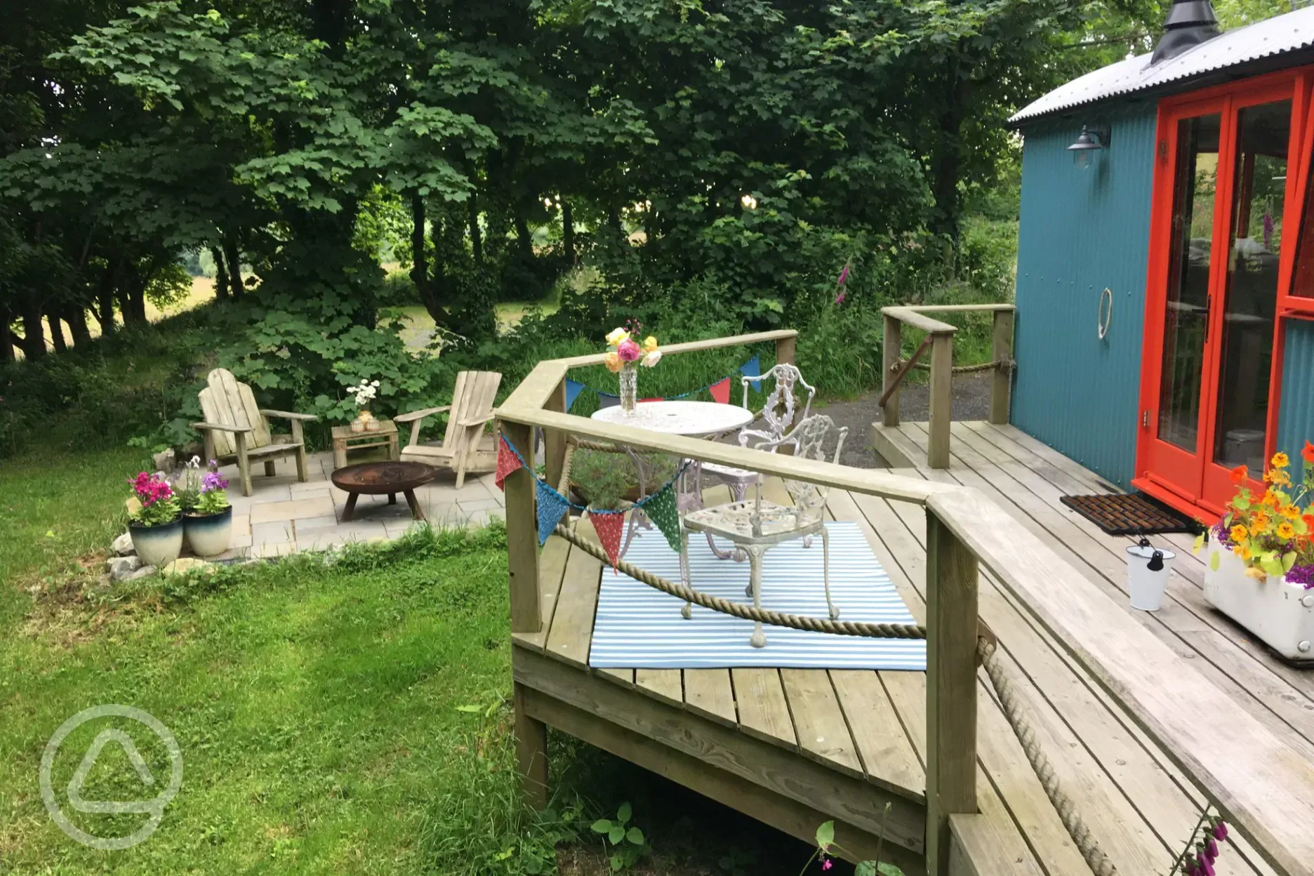 The shepherd's hut patio area