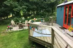 The shepherd's hut patio area