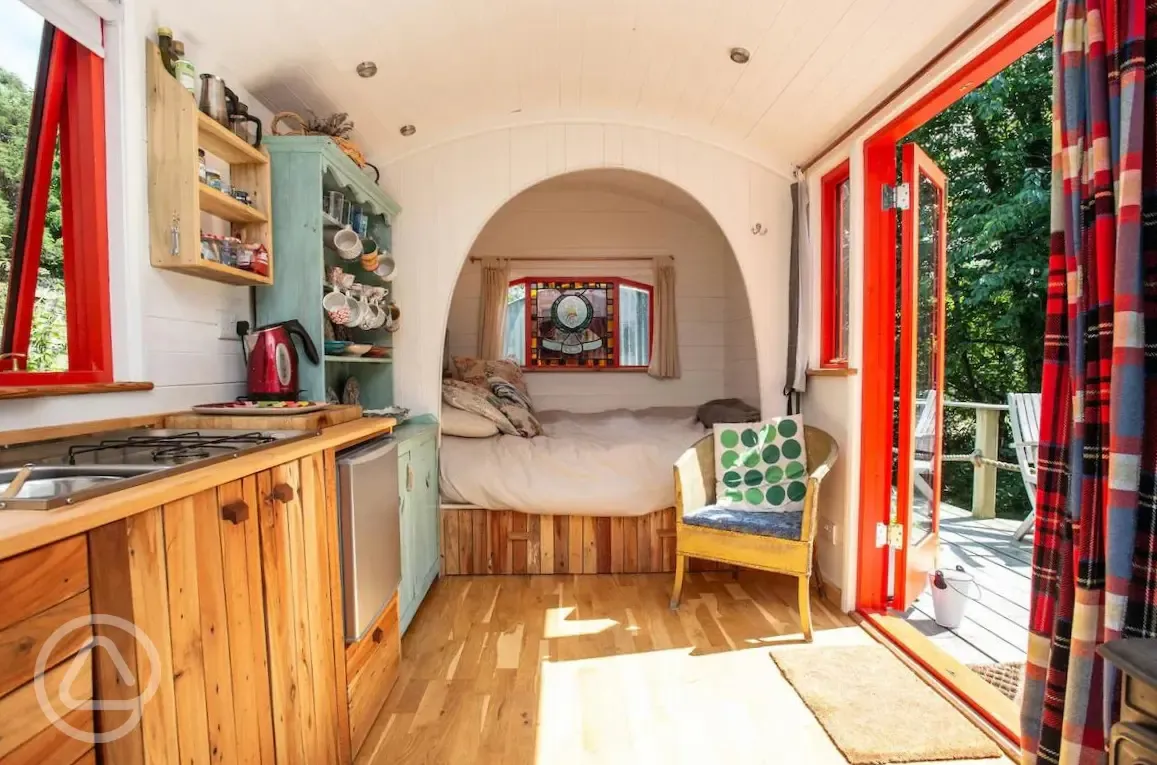 Shepherd's hut interior