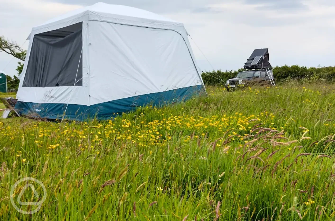 Non electric grass tent pitches