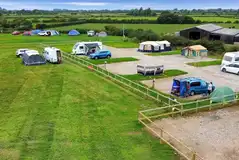 Aerial of the grass and hardstanding pitches at Pointer Farm Campsite Aerial of the grass and hardstanding pitches at Pointer Farm Campsite
