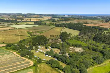 Aerial of Marazion Touring Park surrounded by countryside