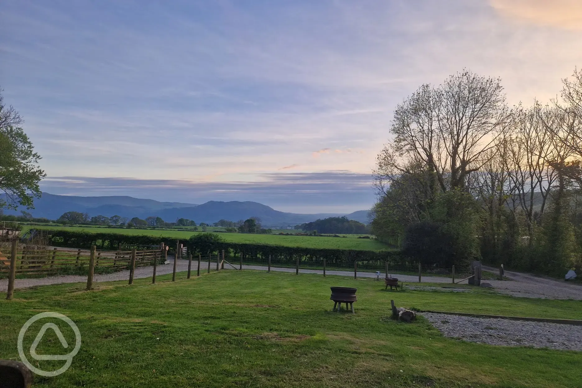 Views at dusk from the electric hardstanding pitches 