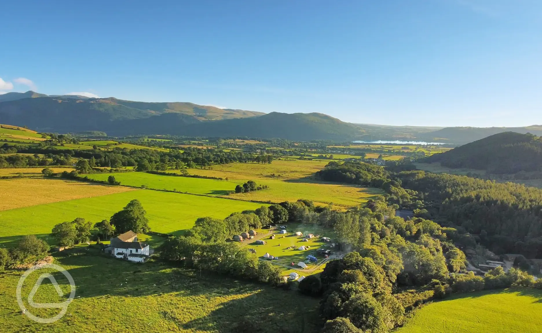 Aerial of the campsite and the surrounding countryside