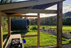 Four person Landpod outdoor kitchen with a gas stove