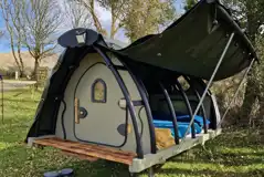 Lil' Cockup small landpod with its roof raised up