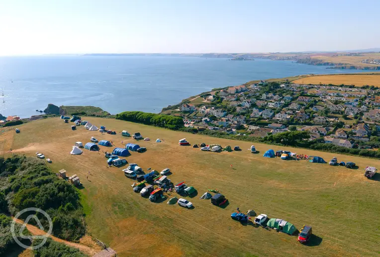 Aerial of Cove Camping with views to Hope Cove