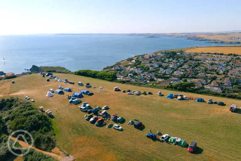 Aerial of Cove Camping with views to Hope Cove
