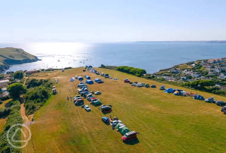 Aerial of Cove Camping with views to Hope Cove