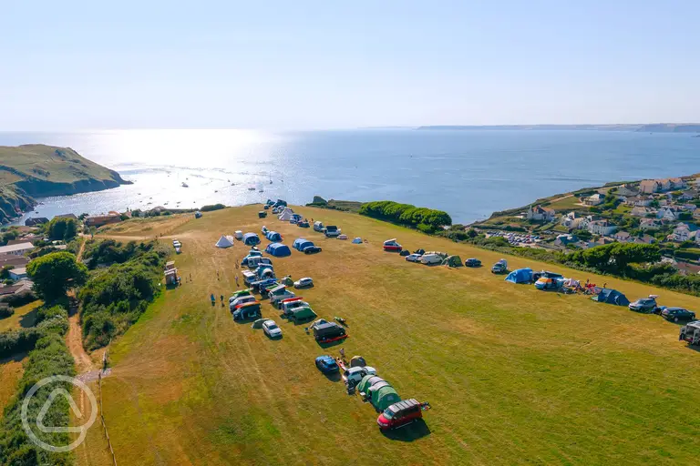 Aerial of Cove Camping with views to Hope Cove