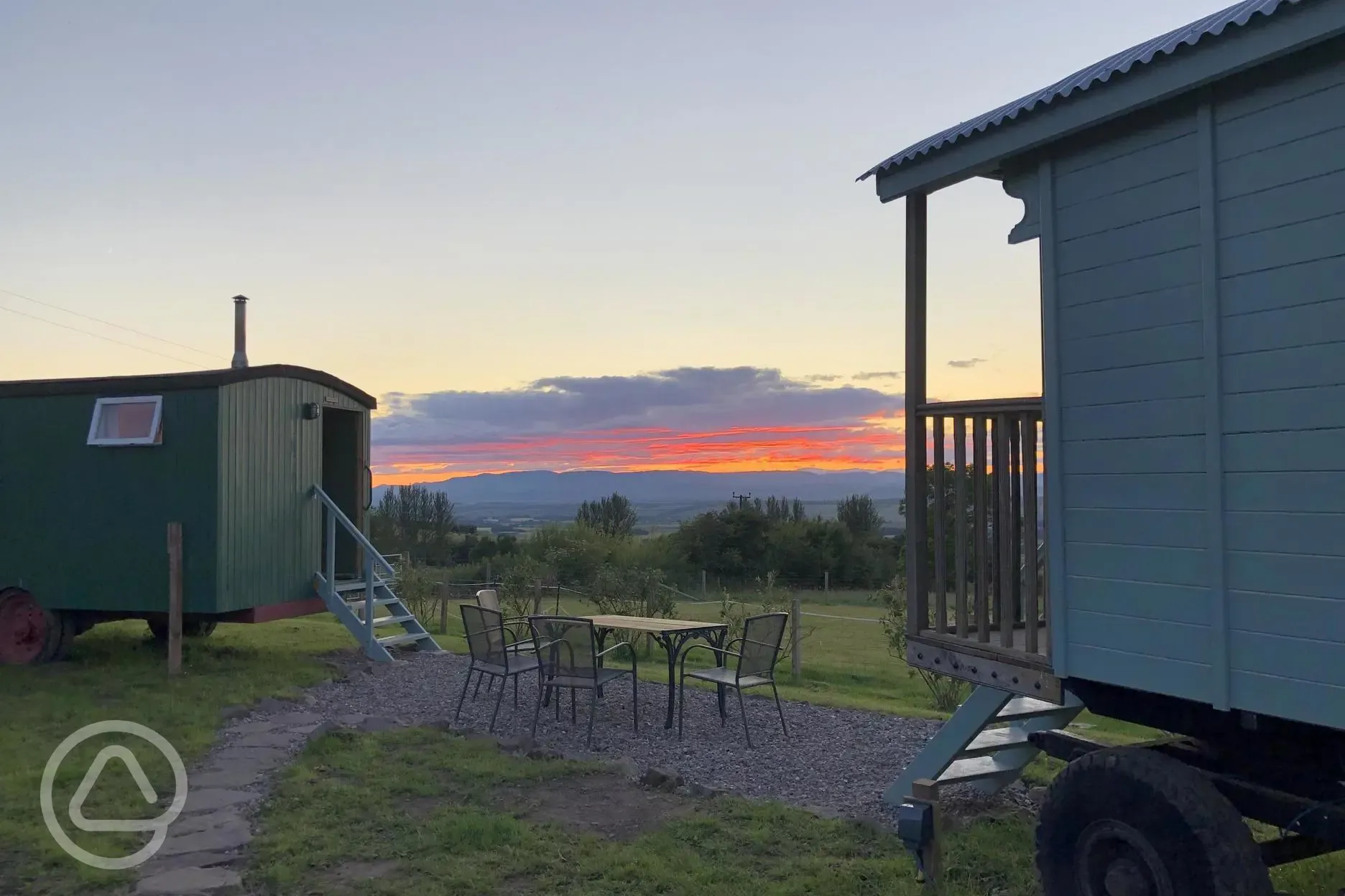 Bothy and wagon at sunset