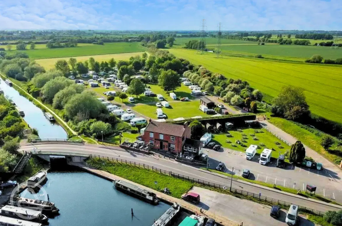 Aerial of the campsite and canal