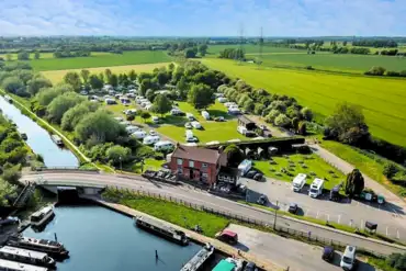 Aerial of the campsite and canal