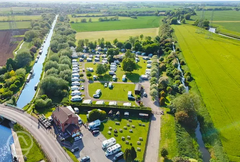 Aerial of the campsite and canal