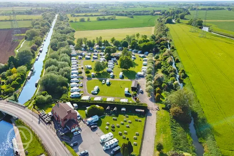 Aerial of the campsite and canal