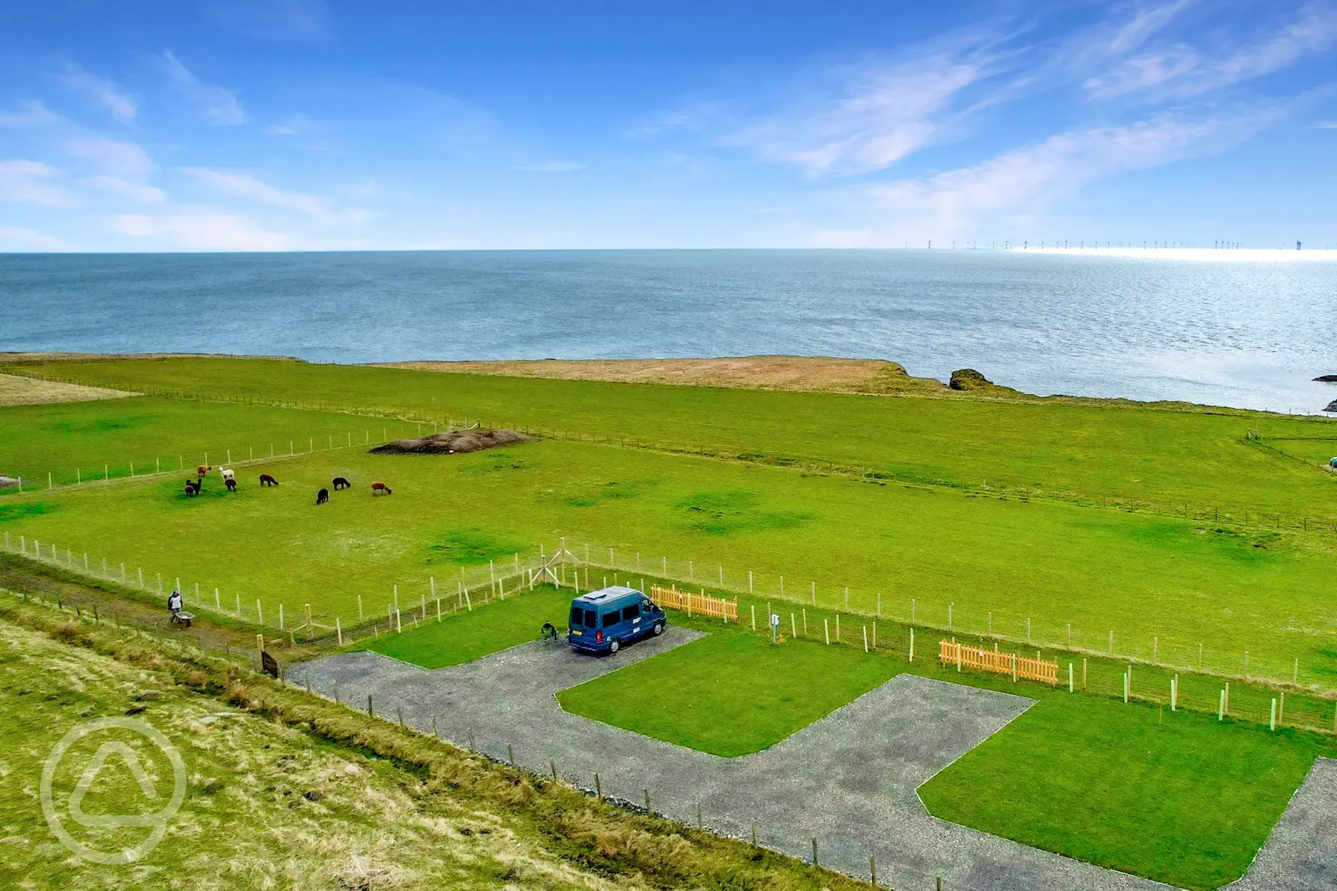 Aerial of the site by the coast