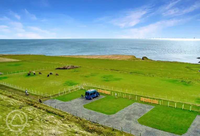 Aerial of the site by the coast