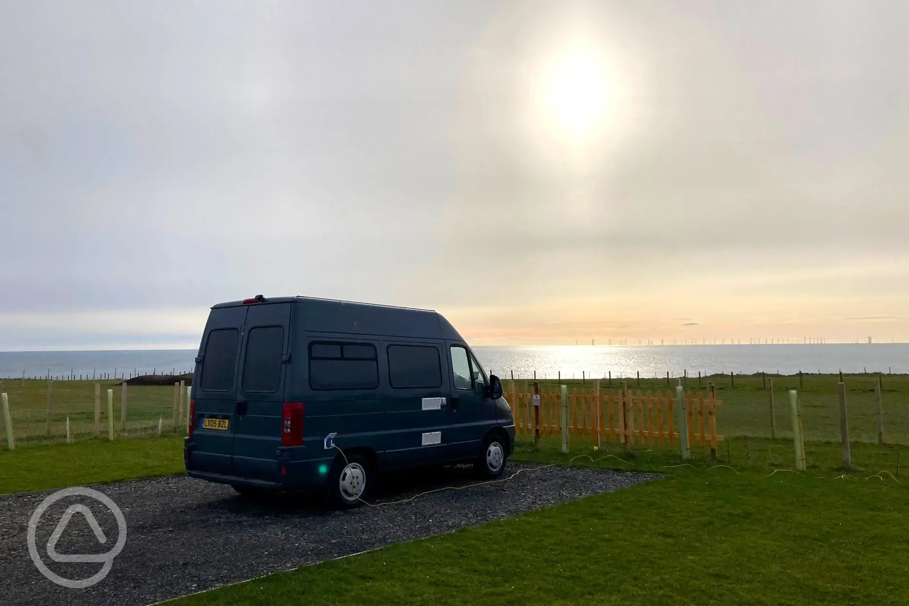 Electric hardstanding pitches with sea views