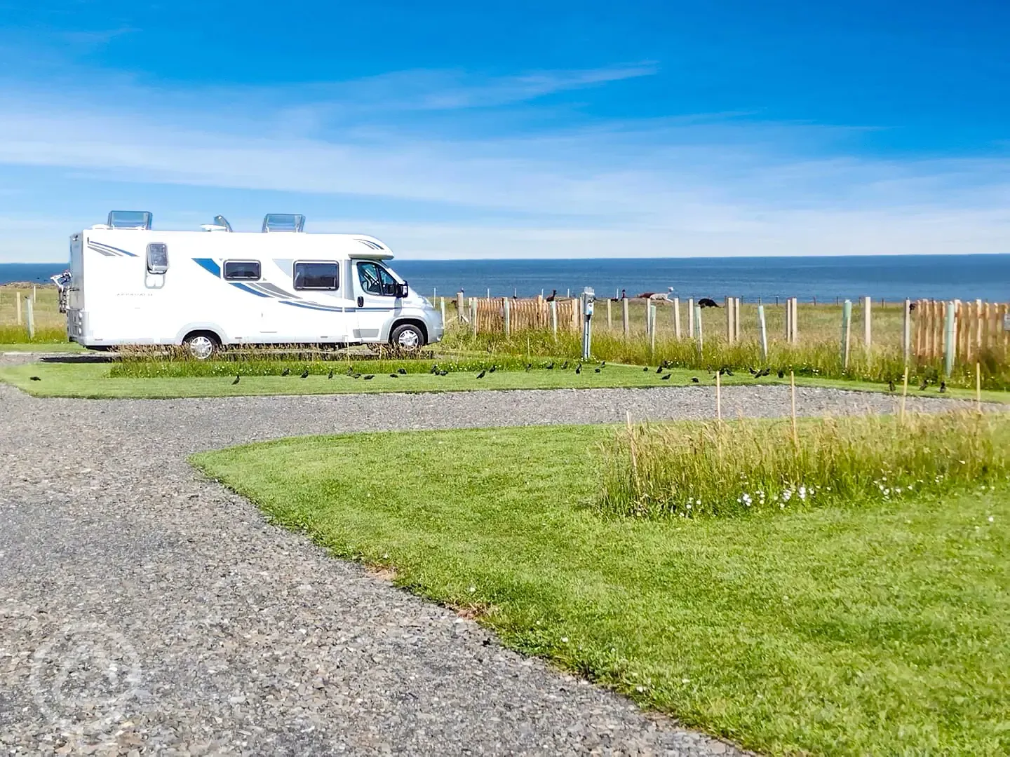 Electric hardstanding pitches with sea views