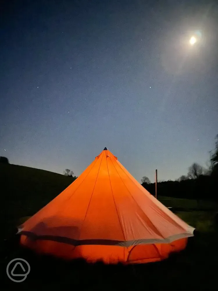 Bell tent at night