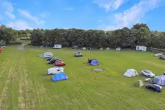 Aerial of non electric grass pitches at Stretton House Campsite Aerial of non electric grass pitches at Stretton House Campsite
