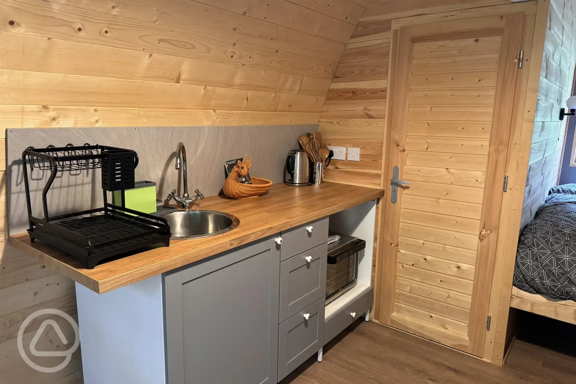 Glamping pod kitchen