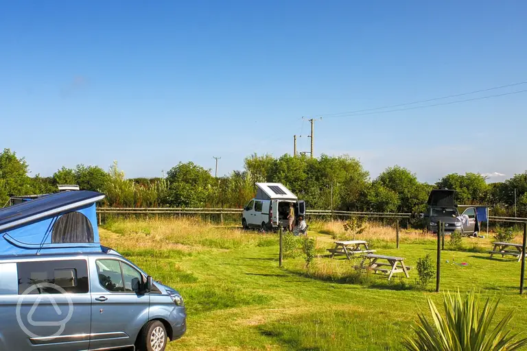 Non electric grass pitches at Trelay Campsite