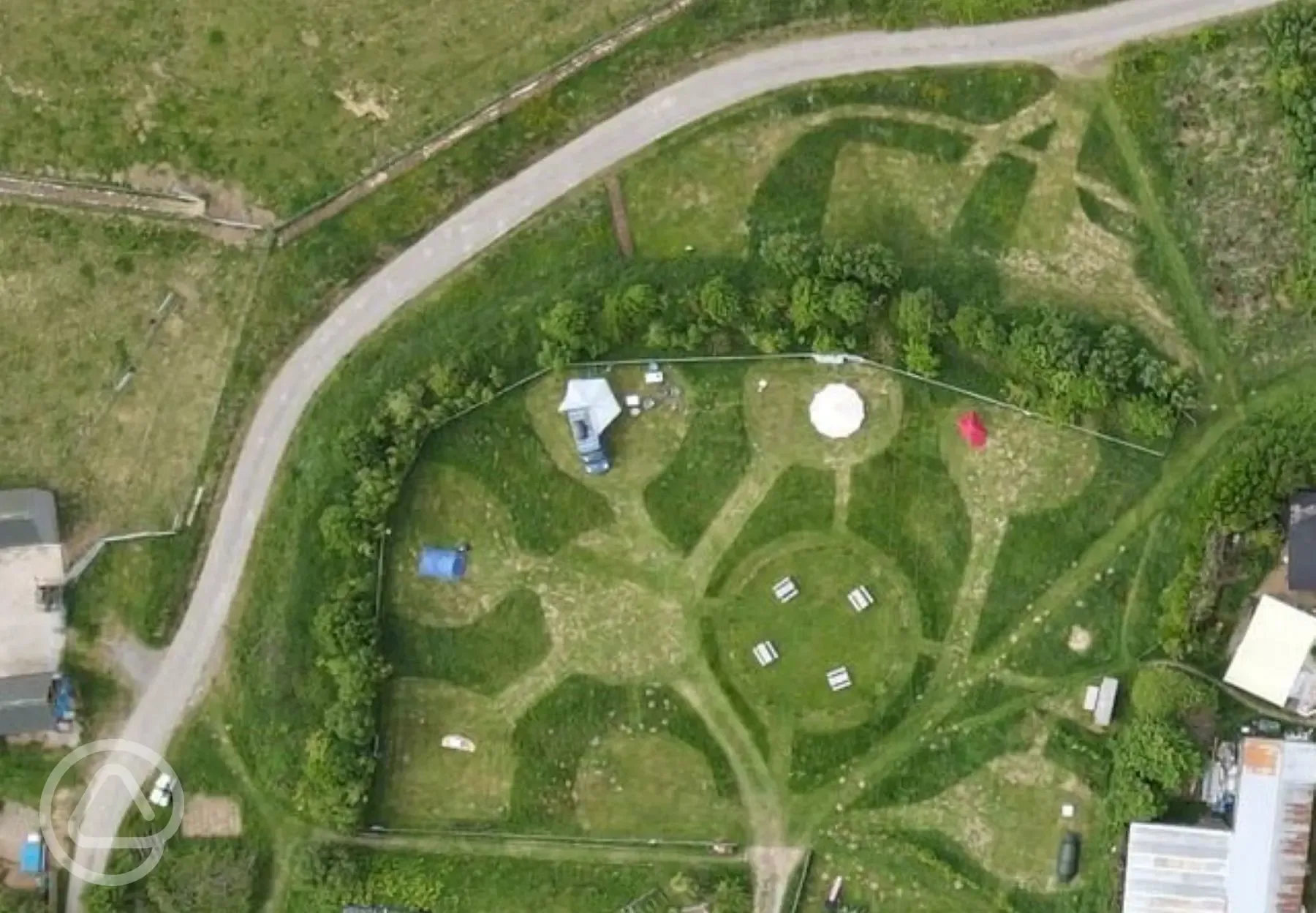 Bird's eye view of the campsite