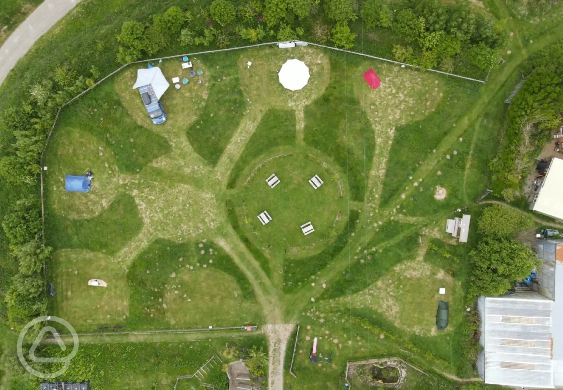 Bird's eye view of the campsite