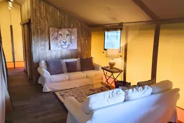 Safari tent living area