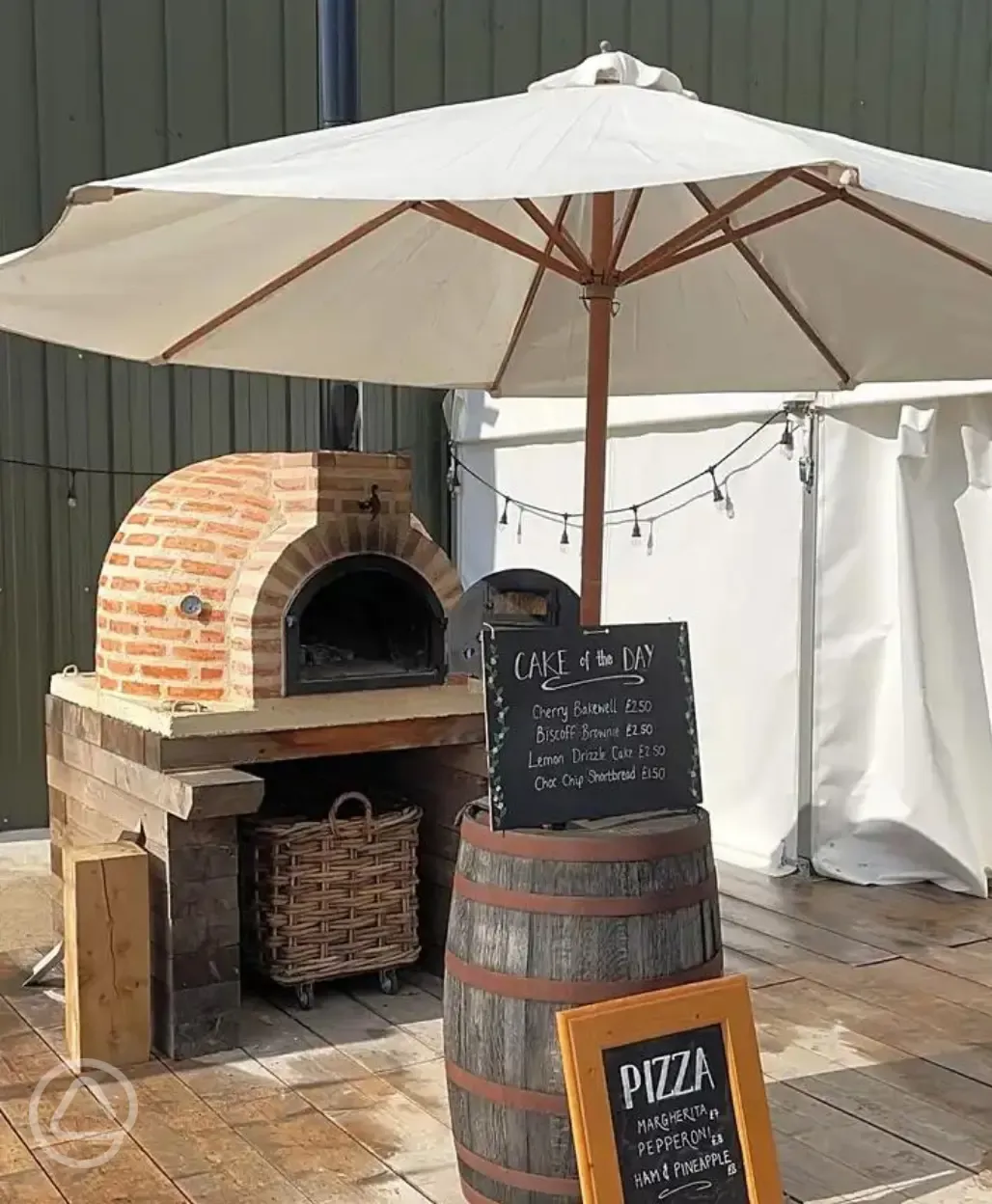 Wood-fired pizzas available