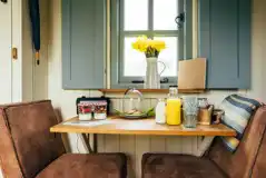 Shepherd's hut dining area