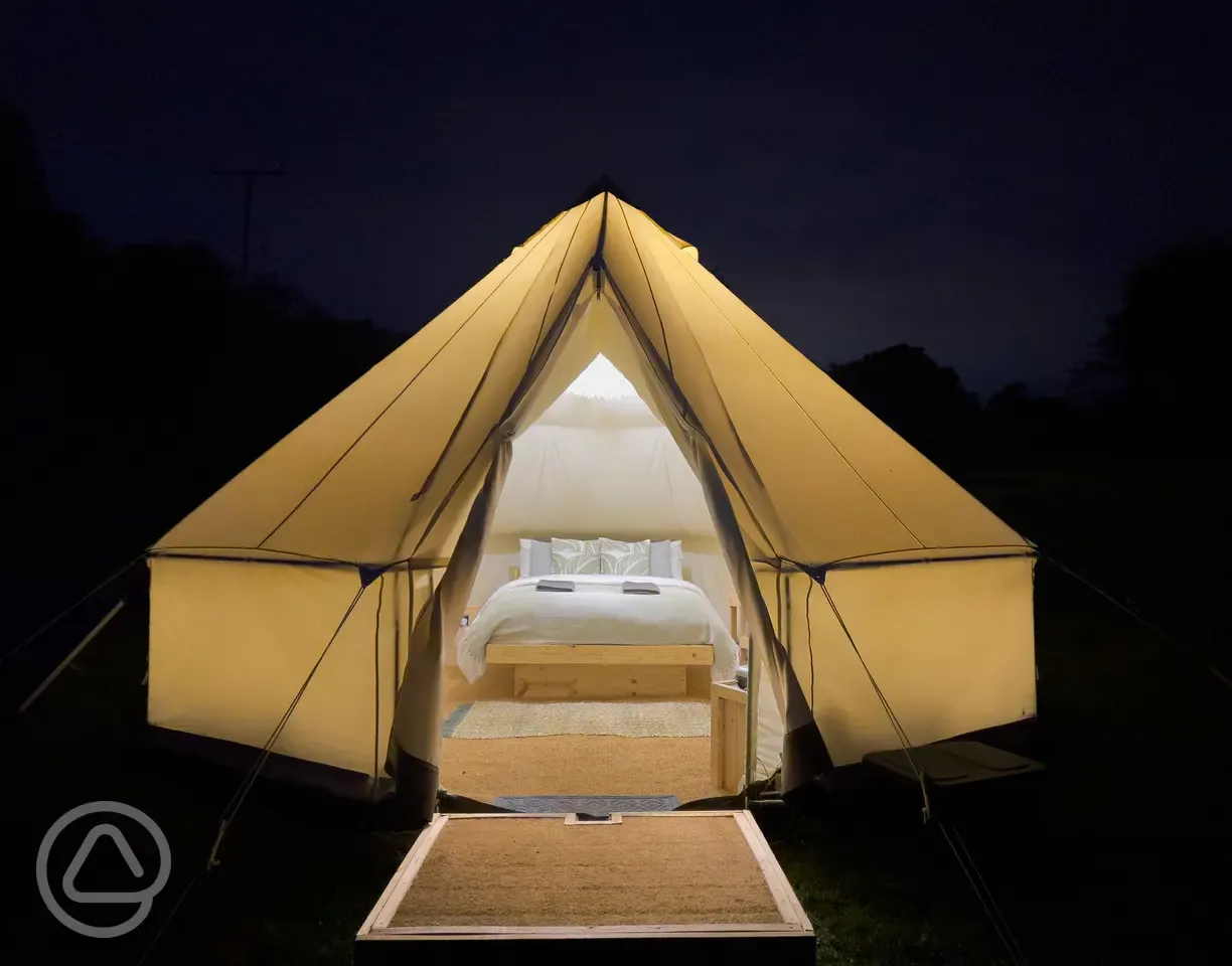 Bell tent at night