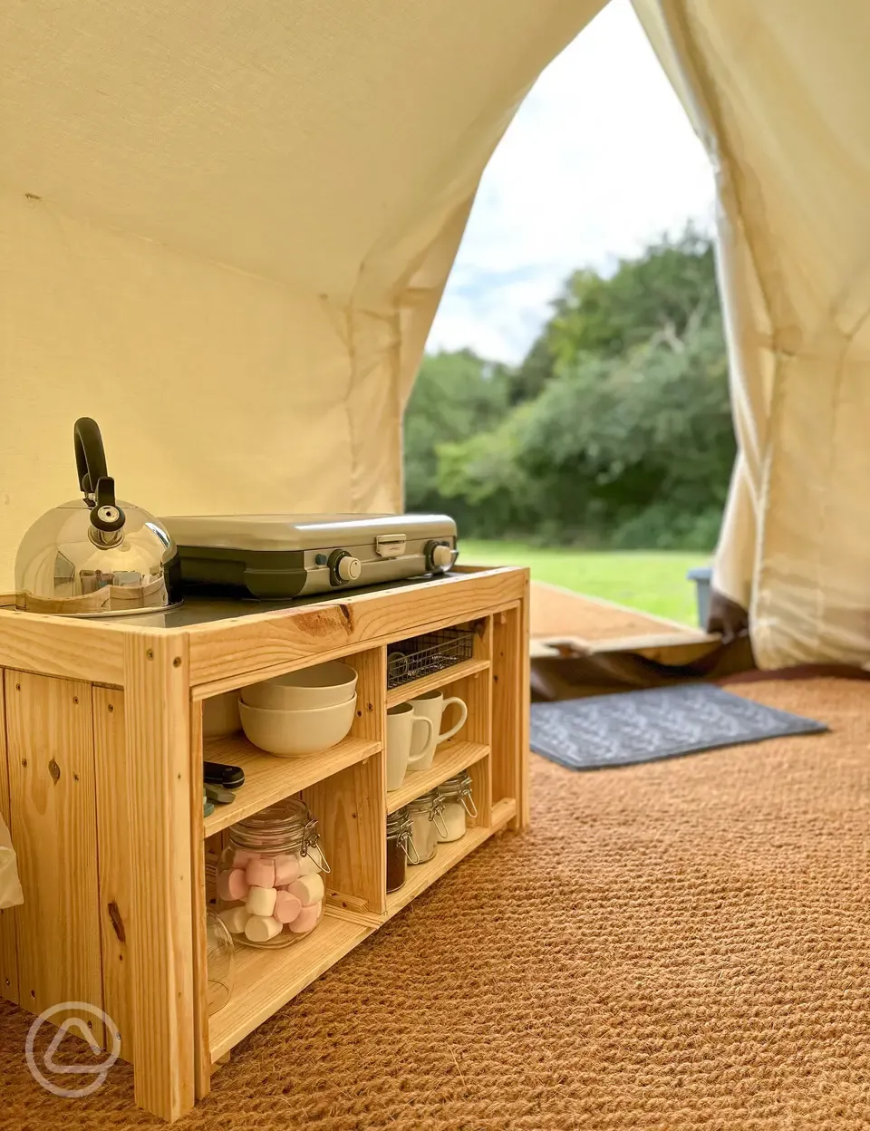 Bell tent cooking station