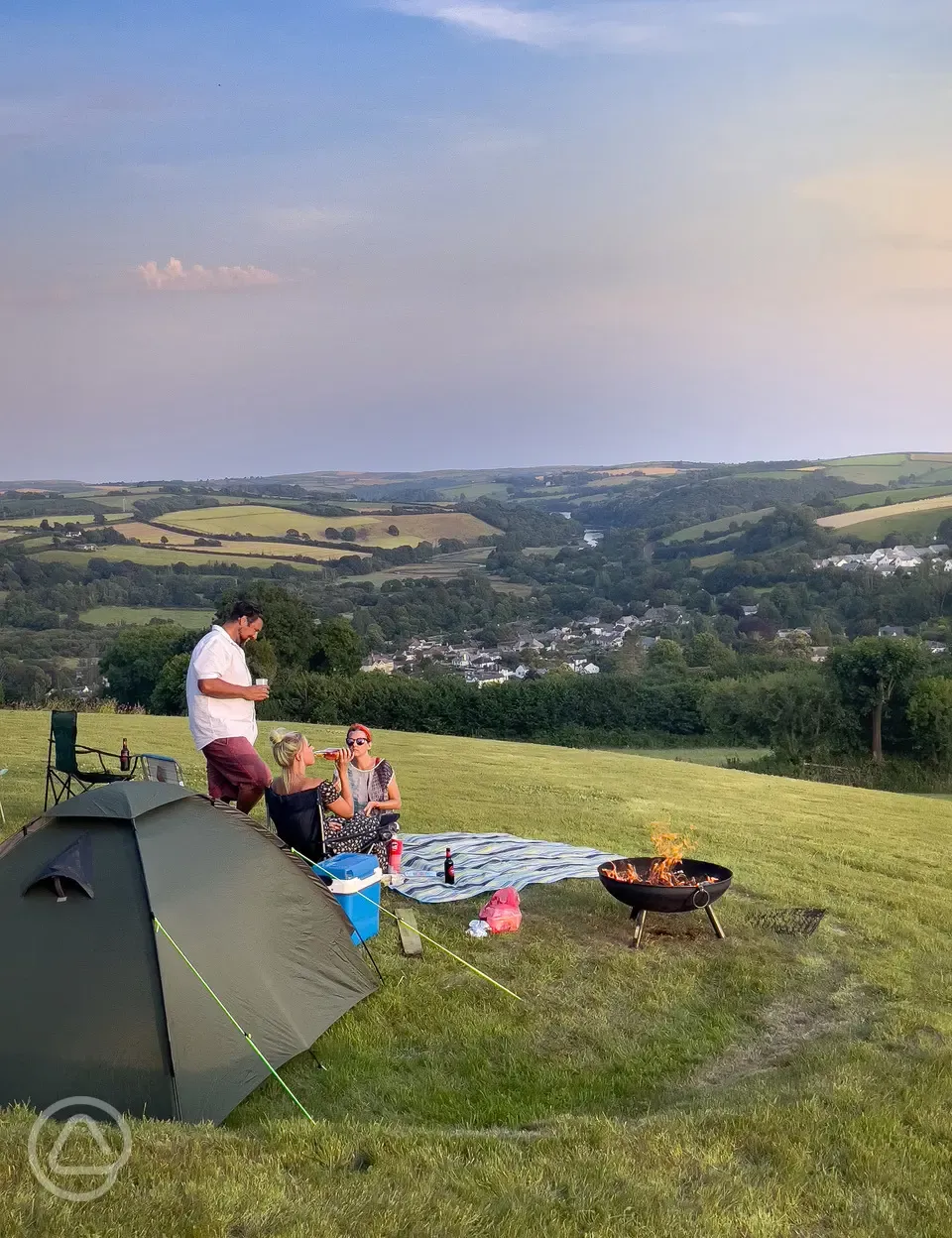 Fire pit outside tents