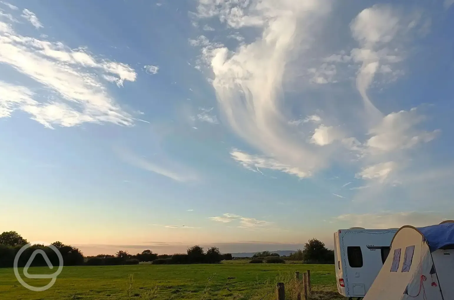 Non electric grass pitches at sunset