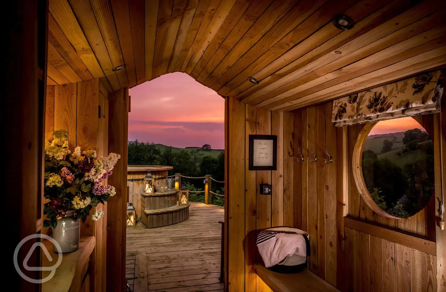 Hot tub at sunset