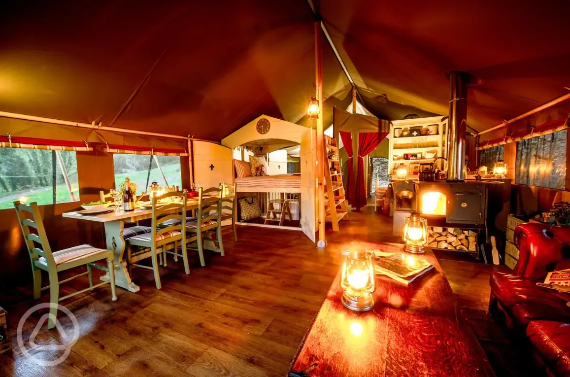 Safari tent living area