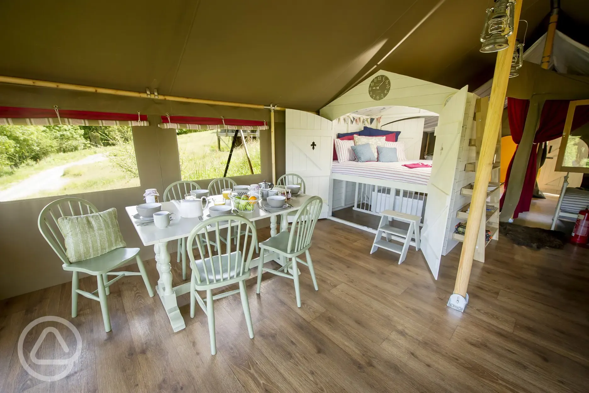 Safari tent living area