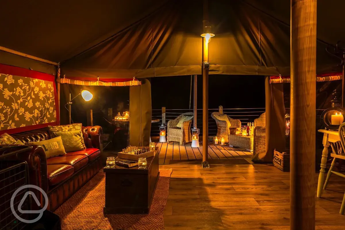 Safari tent living area