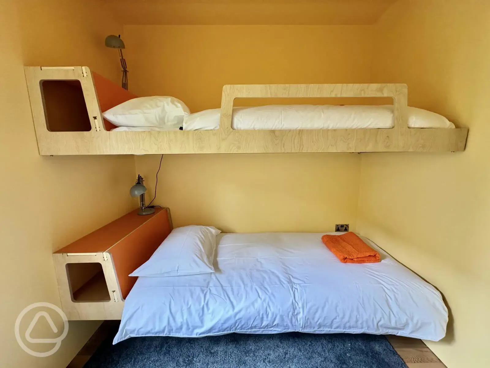 The outdoor bunk room interior