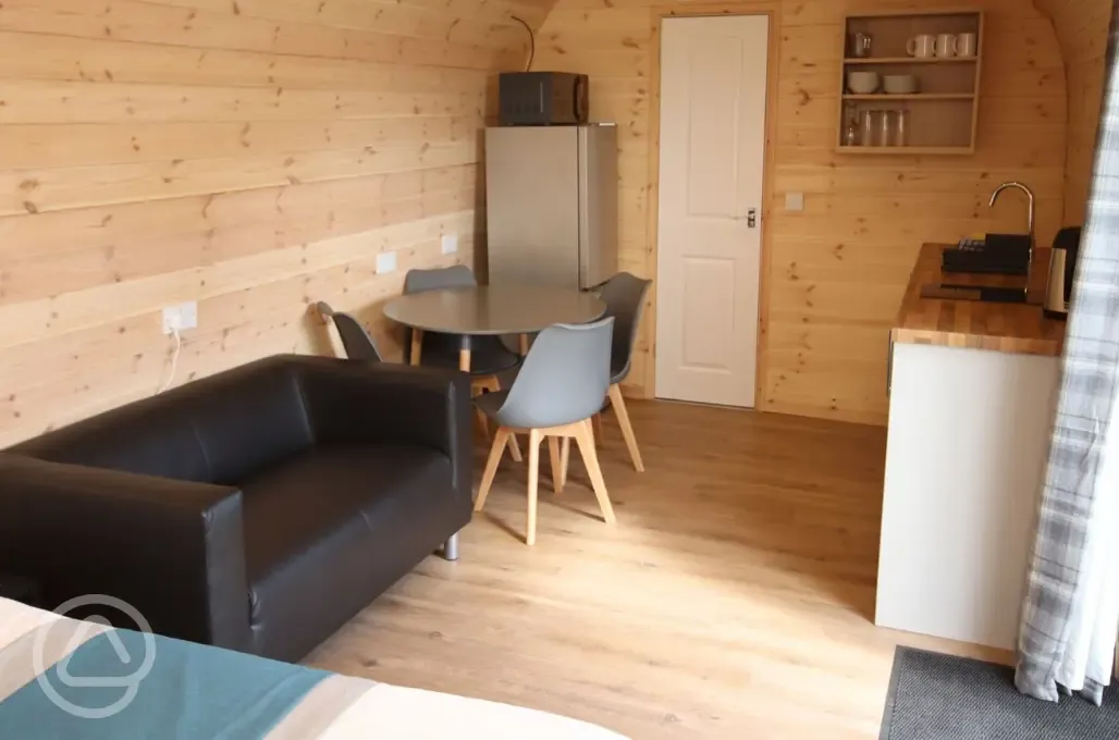 Glamping pod interior