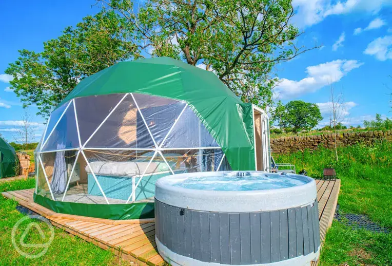 Glamping dome at Windmill Retreats with optional hot tub