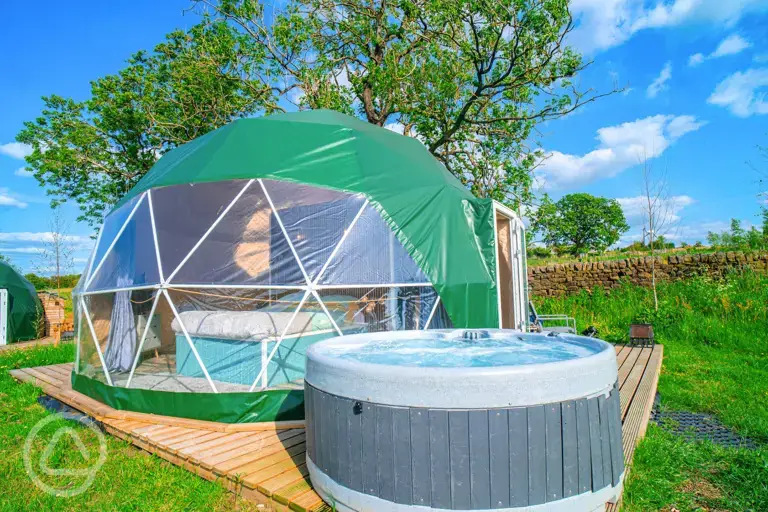 Glamping dome at Windmill Retreats with optional hot tub