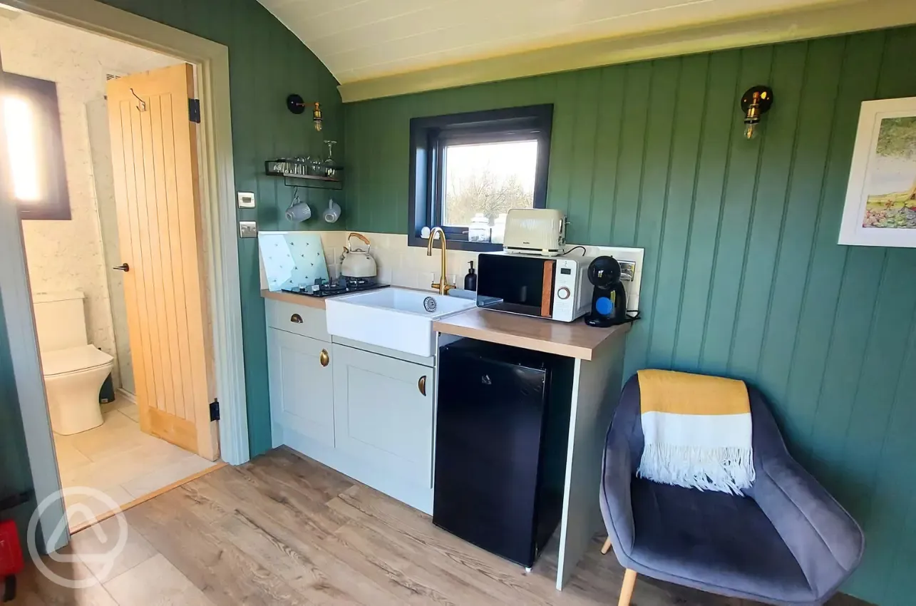 Shepherd's hut kitchenette