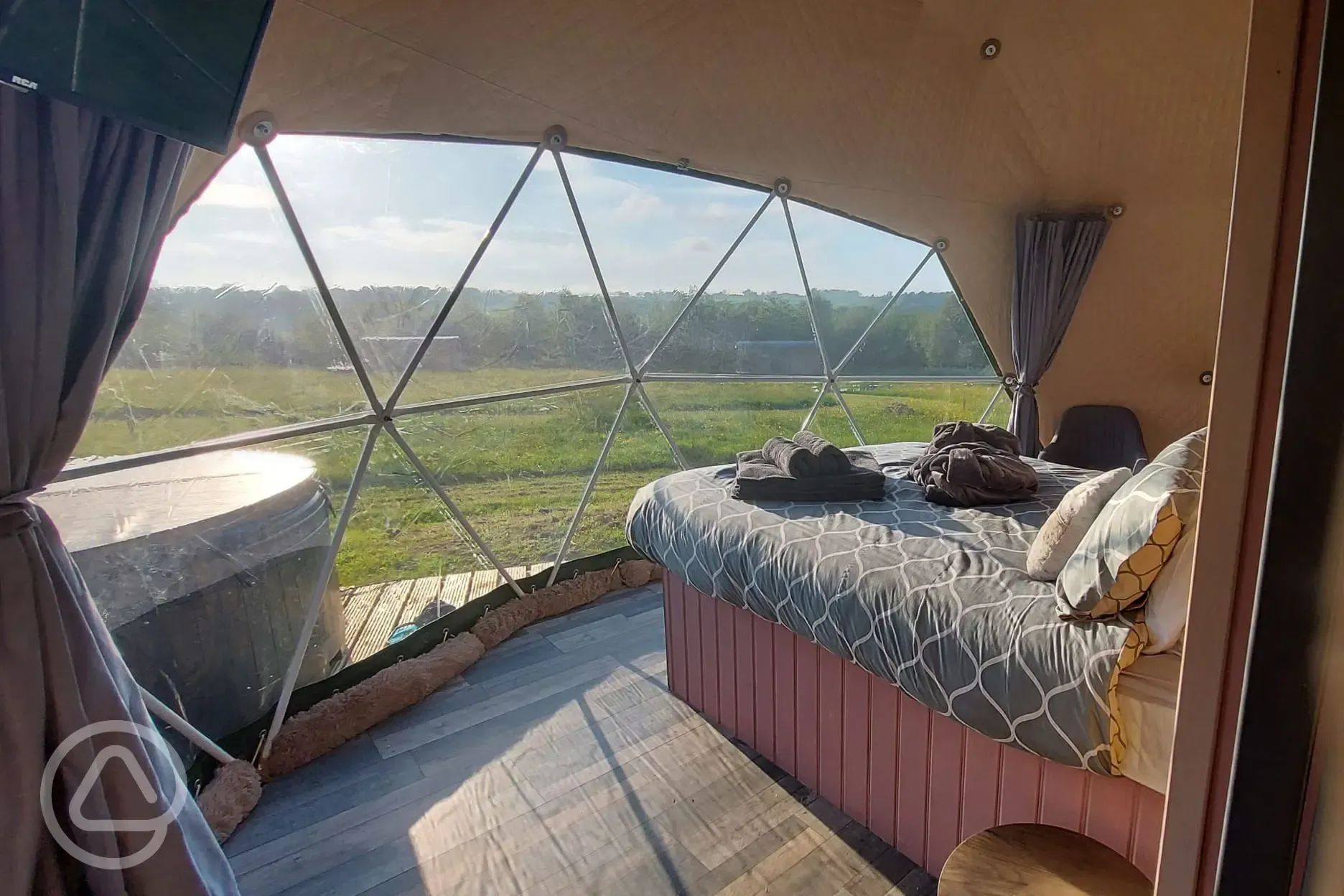 Geodome interior and panoramic window