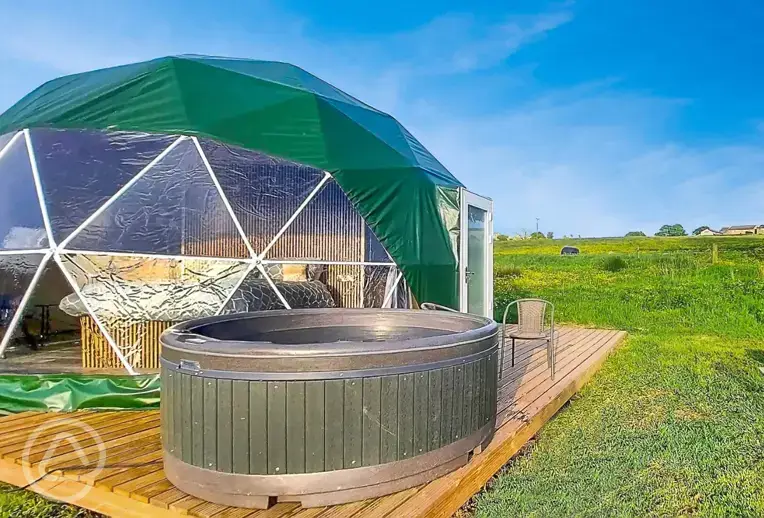 Geodome and optional hot tub